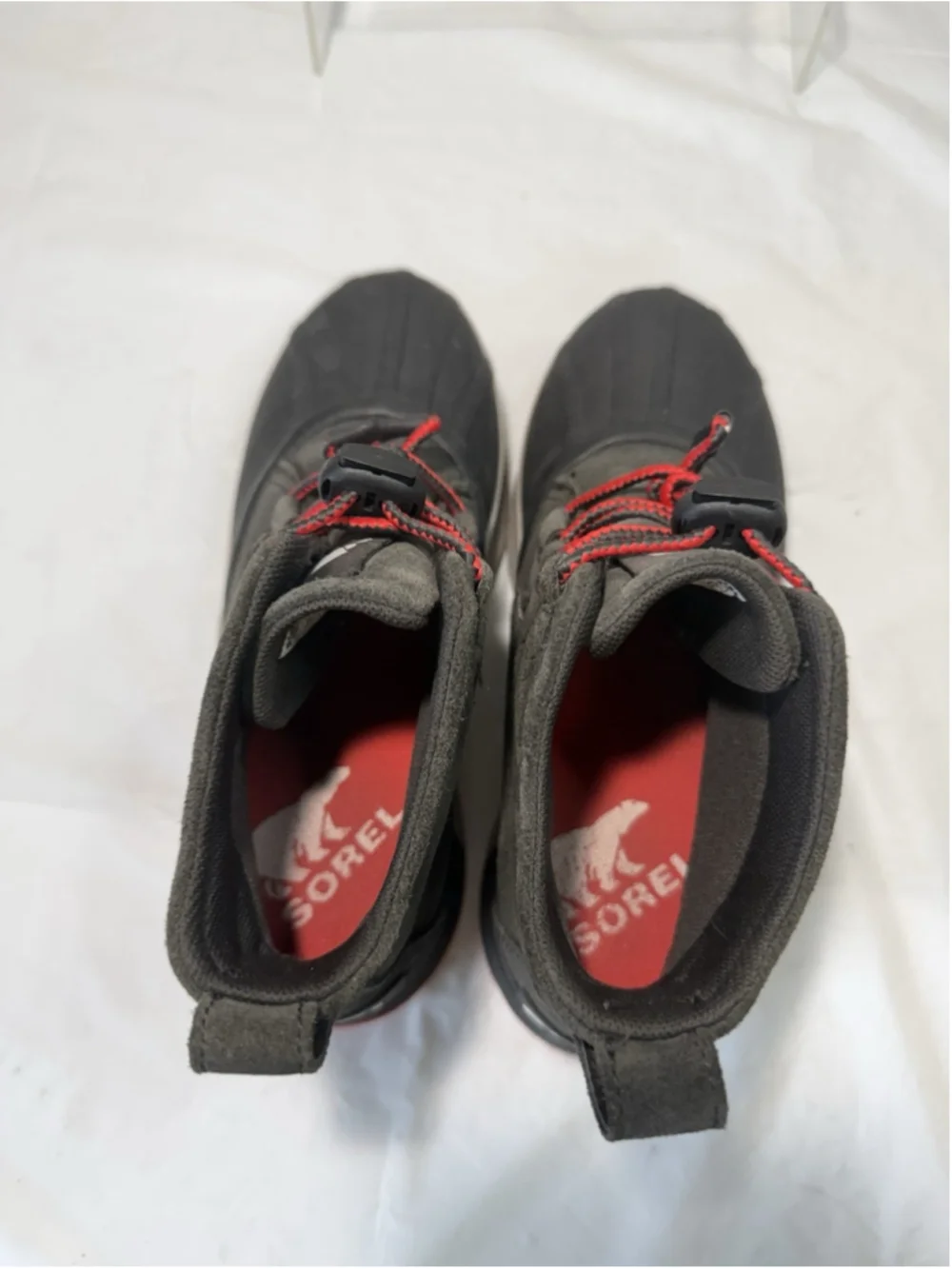 Sorel Out N About Boots Youth Size 4 Grey Red Shoes Waterproof Kids NY4564 093
